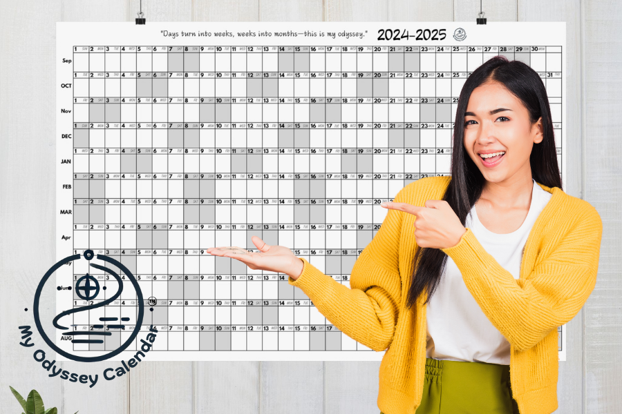 Year-at-a-glance calendar 2025 for goal setting